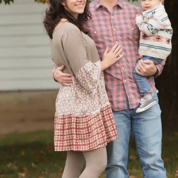 Umgee Boho Print Block, Crochey Trim Shift Tunic Blouse - Size Small - Picture 3 of 14